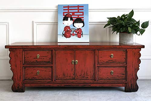OPIUM OUTLET Meuble Salon TV Commode Sideboard Console Buffet chiffonnier Cabinet Armoire de Marriage garderobe Chinois Asiatique Oriental Antique Vintage Shabby-Chic