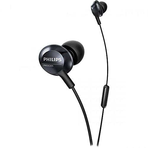 Philips Pro Wired Earbuds with Microphone, Hi-Res Audio Earphones with Cord, Lightweight and Comfortable Wired in Ear Headphones with Mic, Powerful and Clear Sound for All Your Audio Experiences