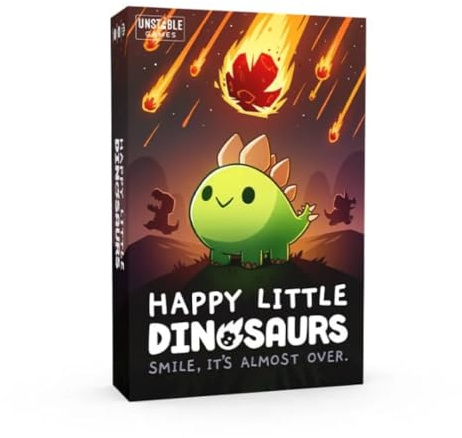 Unstable Games, Happy Little Dinosaurs, Board Game, Ages 8+, 2 to 4 Players, 30 to 60 Minutes Playing Time, Greens and Browns