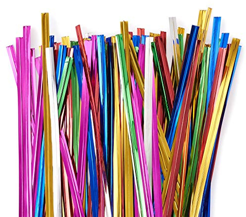 Cheriswelry Lot de 2 400 attaches torsadées métalliques colorées en plastique pour organiser les câbles en cellophane pour la pâtisserie, les bonbons, les sacs cadeaux (6 couleurs)