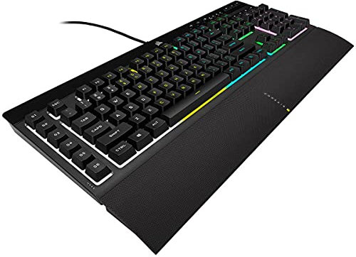CORSAIR K55 RGB PRO Clavier de Jeu Filaire à Membrane – IP42 Résistant à la Poussière et Aux éclaboussures – 6 Touches Macro Intégration Elgato – Compatible iCUE – AZERTY FR – PC, Mac, Xbox – Noir