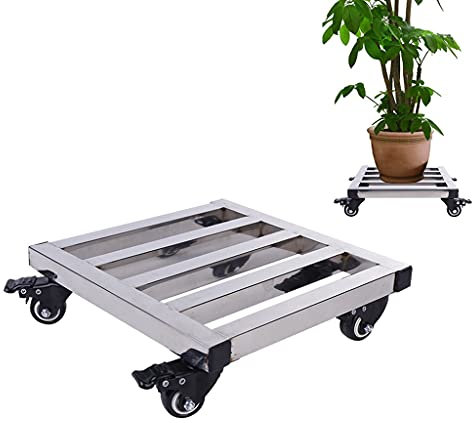 YXCKG Metall Pflanzen-Caddy, 304 Edelstahl, Plant Dolly Heavy Duty, Pflanzenständer Mit Rädern, Pflanzenroller Mit Feststellbaren Lenkrollen, Outdoor Caddy Indoor Pflanzen Dolly (Size : 50cm/20in)