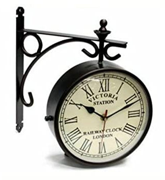 AEspares New Out Door Garden Station Wall Clock 10'' Nautical Black Roman Number