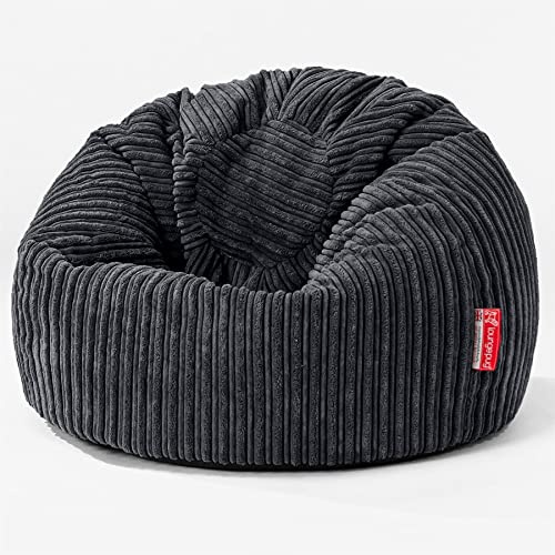 Lounge Pug Kinder Klassicher Kindersessel Sitzsack, Schwarz Cordstoff, Kindersitzsack, Gaming-Sitzsack Beanbag für Jungen & Mädchen