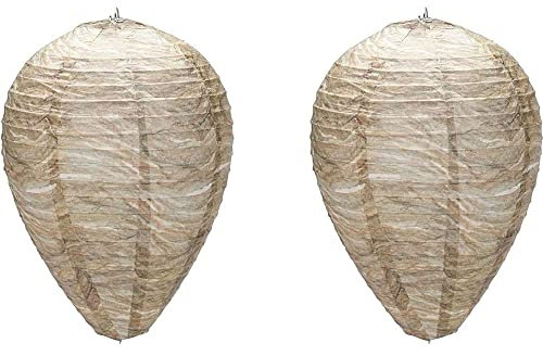 LATRAT 2 Stücke Hornissennest Attrappe, wasserdichte Wasp Nest Decoy, Aufhängen Falsches Wespennest für Vertreibe Wespen vor Haus und Garten