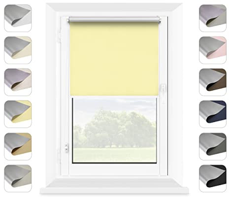 MARDOM Thermorollo - Rollo Ohne Bohren -Thermo Fenster Rollos für Innen - Modische Thermo Rollo - Stilvolle Rollo Innen Fenster (Gelb,75x150 cm (Stoffbreite: 71))