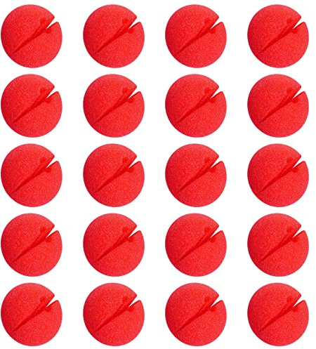 jerbro 20 Stück Clown Nase Rot Schaumnase Nasenset Clownsnasen für Halloween Weihnachten Kostüm Karneval Cosplay Red Nase Mottopartys Party