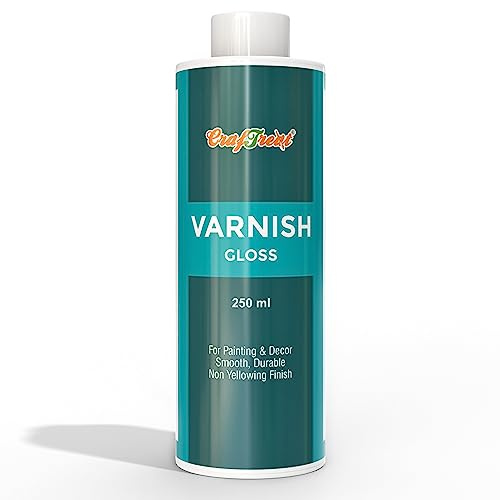CrafTreat Gloss Varnish for Acrylic Painting 250 ml - Clear Craft Materials Glossy Vanish Liquid for Clay Art, Wood, Furniture, Canvas, Paintings Craft Supplies