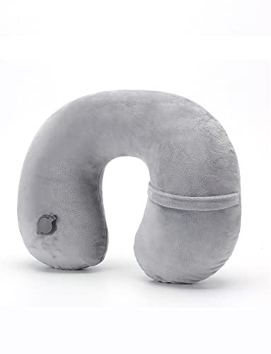Almohada de Viaje Inflable, Almohada de avión para el Cuello, Almohadas portátiles de Apoyo para la Cabeza y el Cuello en Vuelo, Cojín de reposacabezas en Forma de U -Sistema de válvulas actualizado