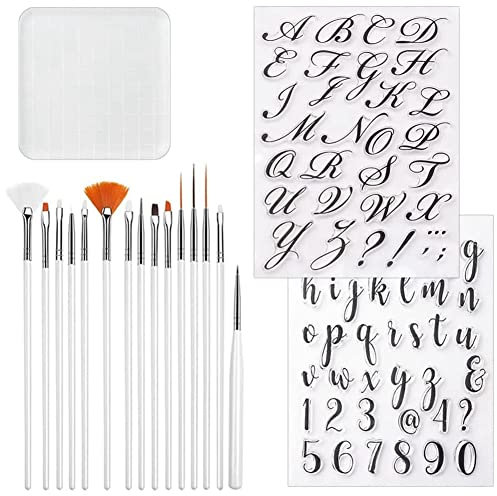 Dacvgog Alphabet Cake Stamp, Fondant with Decorating Brushes,Numbers Fondant for Cookie Cake Decorating