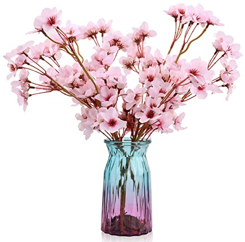 Vesaneae 4 Bündel Künstliche Blumen, Hellrosa Seidenblumen Künstliche Kirschblüten Deko, Artificial Flowers für Home Party Garten Dekor, Hochzeit Blumen, Tisch Mittelstücke, Blumenarrangements