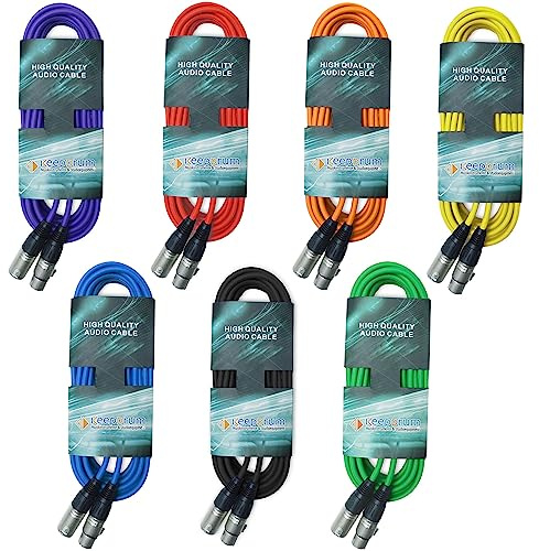 keepdrum Microphone Cable Set XLR 3-Pin Length 6 m Colour Pack of 7