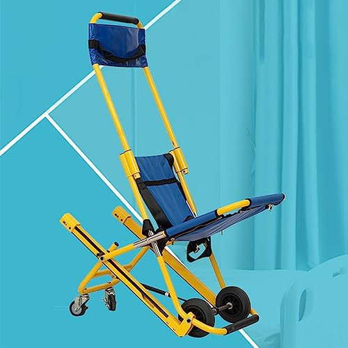Ywanwj Treppenstuhl tragbarer Faltbarer Treppenbahre Leichter Zusammenklappbarer Krankenwagen, Krankenwagen-Feuerwehrmann-Evakuierungs-Treppenstuhl mit Schnellverschluss für Ältere Menschen