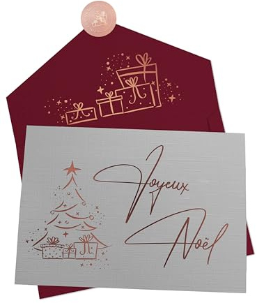Joli Coon Carte Noel élégante avec enveloppe et sceau en relief - Carte de noel avec enveloppe - Carte de noël