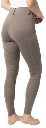 HORZE Dea Gambali da Equitazione da Donna, Pantaloni da Equitazione con Seduta Completa, Passanti per la Cintura e Tasca per Il Cellulare, Marrone, 36