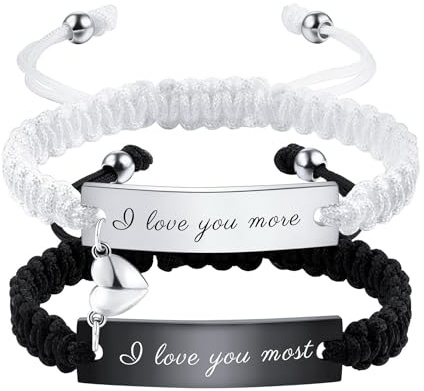 OTXIXTO Personalisierte Passende Armbänder für Paare Einstellbare Geflochtene Paare Armbänder mit Verbindbarem Herz Personalisiertes Gravur Beziehung Name Armband Schmuck Geschenke für Freund Freundin