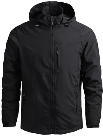 OlyljpinZ Giacca Softshell da Uomo Giacca da Esterno Antivento Casual Sportivo Leggero Giacca a Vento Giubbotto da Trekking Montagna impermeabile con cappuccio staccabile