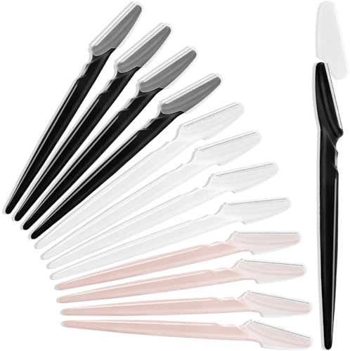 12 unidades de maquinilla de afeitar para cejas, afeitadora facial multiusos, herramientas exfoliantes dermaplaning, recortadora de cejas, afeitadora con cubierta de seguridad, depilación facial para