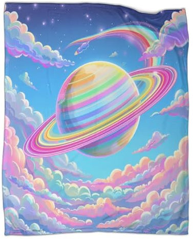 Regenbogen Kuscheldecke 70x80inch(180x200cm),weich & Warm,extra Flauschig Als Sofadecke Planet Wohndecke Yogadecke Tagesdecke,Plüsch Sofaüberwurf