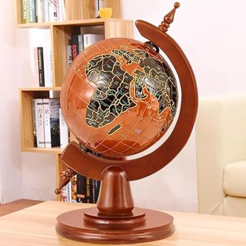 Desktop-Holzglobus, 11,8 Zoll Hohlkugel Aus Massivem Holz Geografischer Globus, Chinesisch Und Englisch Zweisprachig, Um 360° Drehbar Für Die Dekoration Von Ornamenten