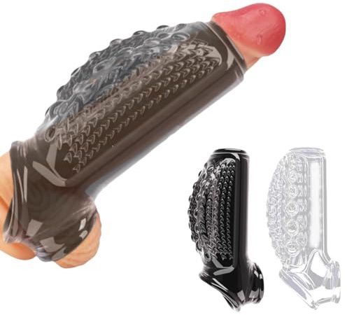 Penismanschetten mit Hodenring, 2PCS Penishülle für Penisvergrößerung und Intensive Stimulation, Realistischer Dildo Penis Sleeve für Verzögerung Ejakulation Sexspielzeug für Paare Männer