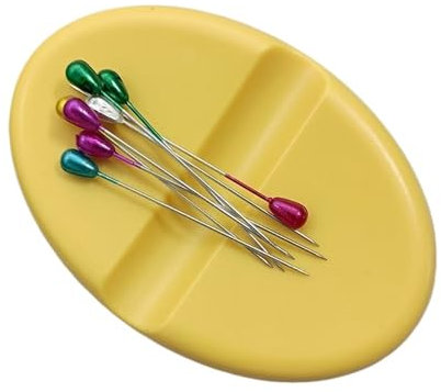 Magnetischer Nadelhalter Oval Magnetische Nadelbox Sticknadelaufbewahrung Armnadelkissen Magnetisch Geeignet für Schuhhersteller(Gelb)