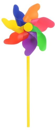 sourcing map Moulin à vent arc-en-ciel de 30,5 cm à 7 feuilles en plastique pour décorations de fête, décoration extérieure, pelouse, cour, jardin, terrasse, coloré