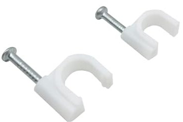 100 Pack Cable Clips, Strong White Nail Clips Durable Round Cable Clip, 2 Sizes 6mm & 8mm Cable Holder Management Wire Tidy Clips