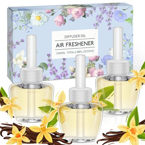 SCENTORINI Duftölflakon, Raumduft Lufterfrischer, Vanille Duft, Raum Duftöl, 3 x 19ML, Duftflakons Nachfüller Geeignet für Air Wick und Glade Duftstecker