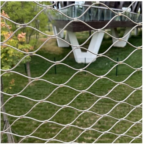 DTVEW 304 Edelstahl-Seilnetz, Multifunktionales Metallgeflecht, 8cm/1,5mm Schnappverbindungs-diebstahlsicherer Gesponnener Zaun, Gartennetz(0.6x3m)