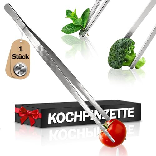 4smile Kochpinzette - Kochpinzette Edelstahl, 30 cm lang, spitze Küchenpinzette - Pinzette Küche, Camping, BBQ, Grillpinzette zum Kochen, Braten, Backen, Anrichten, Dekorieren