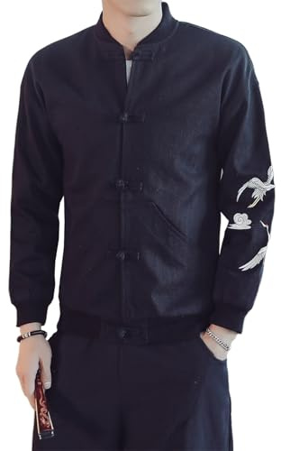 HBODHBGS Giacca da uomo in stile cinese con giacca tradizionale cinese ricamata, giacca autunnale casual-Color 2-M