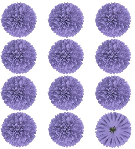 M METERXITY 12 Piezas de Cabezas de Flores Artificiales 2.8 Pulgadas/70mm Flores de Seda Falsas de Crisantemo para Decoraciones del Hogar DIY/Ramos de Boda/Centros de Mesa [Morado]