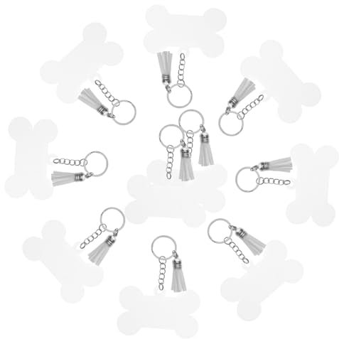 LIFKOME 10pcs Sublimation Blindschlüsselkäse Leerer Knochenscharm Schlüsselanhänger Anhänger Mdf Wärmeübertragung Schlüsselanhänger