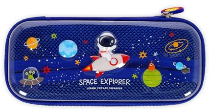LEGAMI - Wonderwow Federmäppchen, Space Motiv,2 Fächer und Stifthalter innen, Innenfach mit Netzstoff, Reißverschluss, 23 x 11 x 5 cm