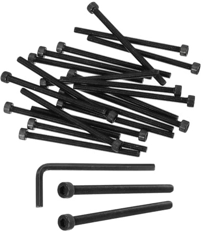 PATIKIL 20 Stück Kohlenstoffstahl Zylinderschrauben mit Innensechskant Schrauben M5 x 80mm, Vollgewinde Zylinderkopfschrauben Set mit Sechskantschlüssel für Mechanische Auto Möbel, Schwarz