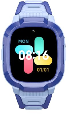 Mibro P6 Barnsmartwatch - blå rektangulär - 1,4 tum TFT IPS-skärm - GPS - WiFi - för nano-SIM - IPX8 Vattentålig - Stöder 4G-teknik, blå, längd: 47,1 mm; bredd: 36,1 mm;