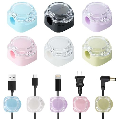 6 Pack Magnetic Cable Clips, Self-Adhesive Cable Organizer for Desk, Charging Cable Holder, USB Cord Manager, Adjustable Cable Management for Home, Office, Car, Kitchen, Nightstand