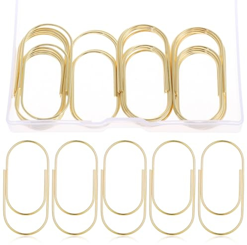 20 Stück Goldene 50mm Büroklammern, Beschichtetes Metall Büroklammern Unerlässlich für Die Dokumentenorganisation (Gold)