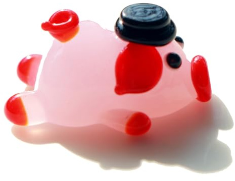 Crrezhai Handgefertigte Glas-Schwein Figur Kristall Deko, Mini Tierstatue für Zuhause & Büro, Geschenk für Kristall-Liebhaber, 3D Glas Tierfigur Sammlerstück Lügender Schweinehut