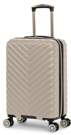 Kenneth Cole REACTION Madison Square Lightweight Hardside Chevron Expandable Spinner Luggage, Taupe, 20-Inch Checked