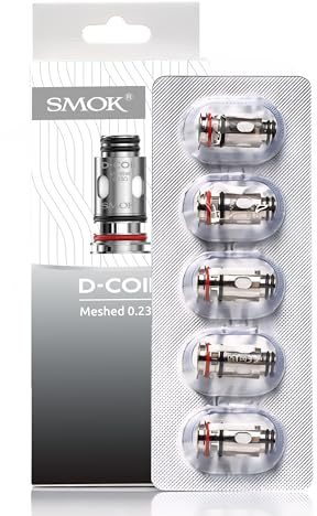 SMOK D-Coil Resistencias Mesh 0,23 ohm paquete de 5 | Calada RDL/DL, Estructura antifugas, Compatible con X-Priv Solo, X-Priv, TF-D, TF-D Subtank, Tecnología Mesh, 55W