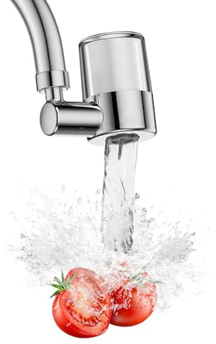 JINYOMFLY Filtre Eau Robinet Rotatif à 720°, 2 Modes Filtre Robinet Anti Calcaire, Purificateur d'Eau sur Cuisine avec Cartouche Filtrante Acier Inoxydable