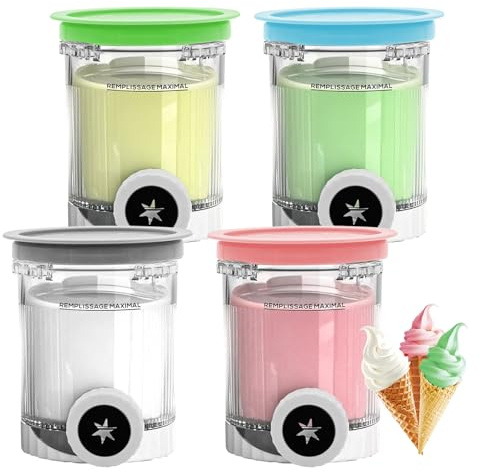 Recipientes compatibles con Ninja Swirl Creami, 4 Piezas Contenedores de Helado con Tapa Reutilizables sin BPA Apto para Lavavajillas Accesorio para Hacer Helado y Servir Suave