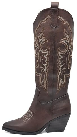 IF Fashion Botas Cowboy Western Texani Zapatos de Mujer Punta Camperos LY80-12, 31 Brown, 39 EU