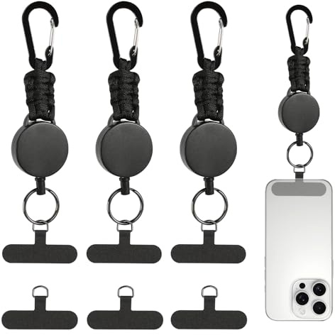 DUTIFUL 3 stycken mobiltelefonsäkring, utomhus, utdragbar mobiltelefon, stöldskydd, mobiltelefon, säkring, stöld, med 6 stycken mobiltelefonkedja, universalkuddar, mobiltelefonsäkring, för alla