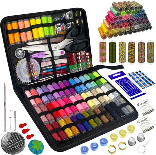 Kit da cucito con accessori,kit da cucito professionale grande da 305 pezzi,inclusi accessori per macchina da cucire con 56 bobine di filo,forbici e accessori