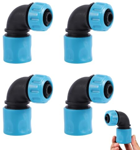 4 Piezas Conector Acodado Rápido Para Manguera de Jardín, Adaptador de 90 Grados, Acoplamiento para Sistema de Riego, Lavado de Coche, Jardín, Patio y Limpieza Exterior