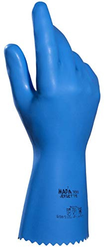 MAPA Professional JERSETTE 308 – Food Safe Gloves in Latex, Waterproof Gloves, Blue, Size 9 Protective Gloves (1 Pair)
