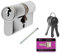 Euro Profile Double Cylinder 70mm 35/35 Lock uPVC Doors SATIN CHROME +4 Keys